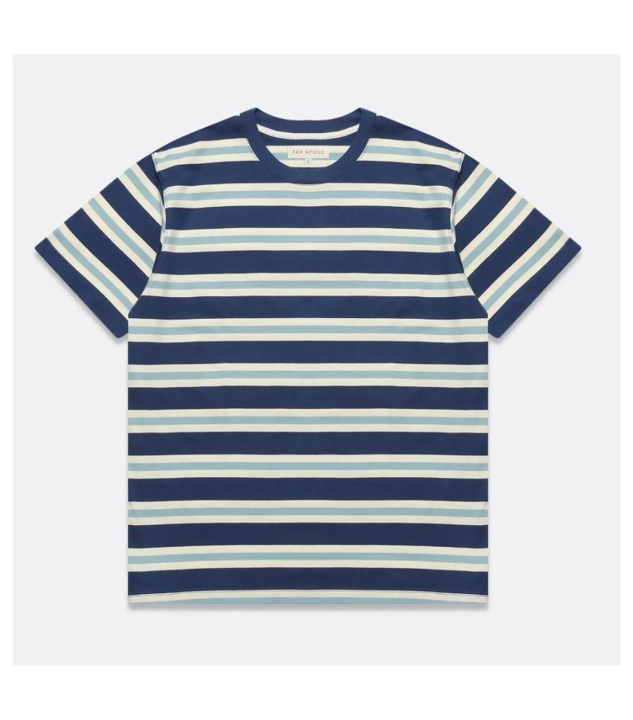 Far Afield Canedo Stripe Maglietta BLU