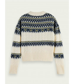 Fair Isle Maison Scotch Pullover WEISS