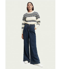 Fair Isle Maison Scotch Pullover WEISS