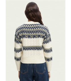 Fair Isle Maison Scotch Pullover WEISS