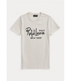 Ribbed Ralph Lauren Cotton T-shirt WHITE