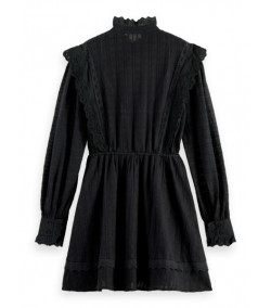 Maison Scotch Mini Camisa Vestido Preto