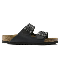 Sandalias Birkenstock Cuero Engrasado Regular Fit Soft Foot NEGRO
