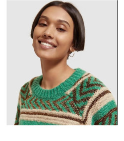 Maison Scotch Pull Fair Isle métallisé