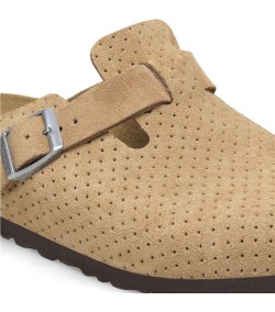 Birkenstock Boston Wildleder Narrow Fit Clogs Beige Damen