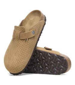 Birkenstock Boston Wildleder Narrow Fit Clogs Beige Damen