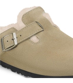 Birkenstock r Boston Wool CLOG FEMME COUPE ÉTROITE TAUPE
