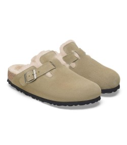Birkenstock r Boston Wool CLOG FEMME COUPE ÉTROITE TAUPE