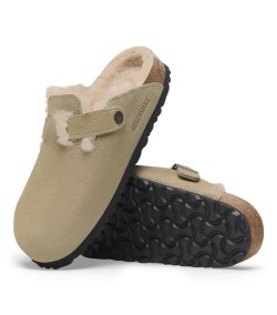 Birkenstock r Boston Wool CLOG FEMME COUPE ÉTROITE TAUPE