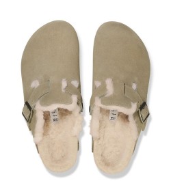 Birkenstock r Boston Wool CLOG FEMME COUPE ÉTROITE TAUPE