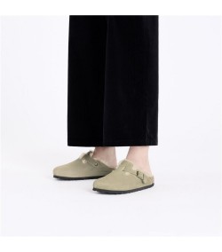 Birkenstock r Boston Wool CLOG FEMME COUPE ÉTROITE TAUPE